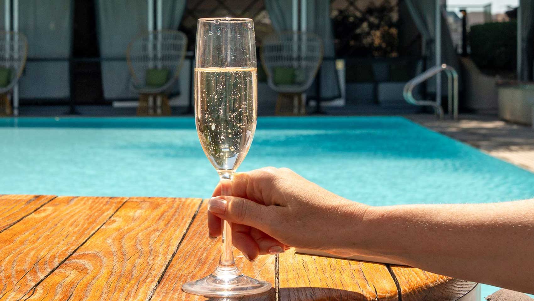 cocktails by pool