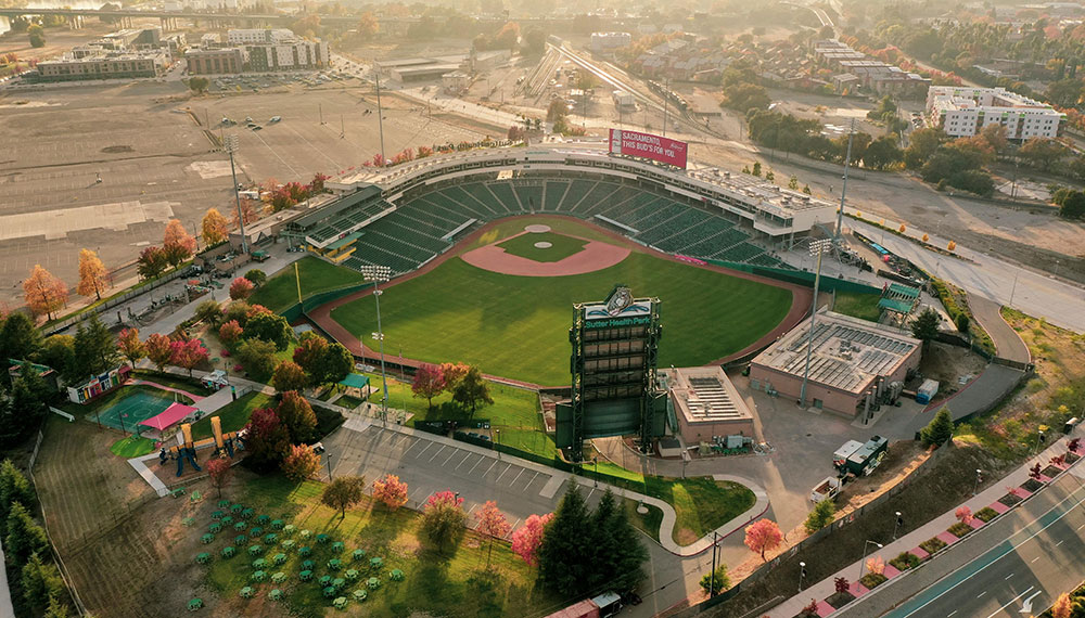 aerial shot of baseball field