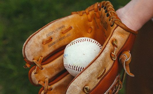 baseball in glove